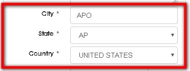 Shipping eyewear to an APO / FPO Address